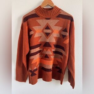 Savanna Jane sweater Aztec tribal southwestern pullover sweater Medium Mock Neck